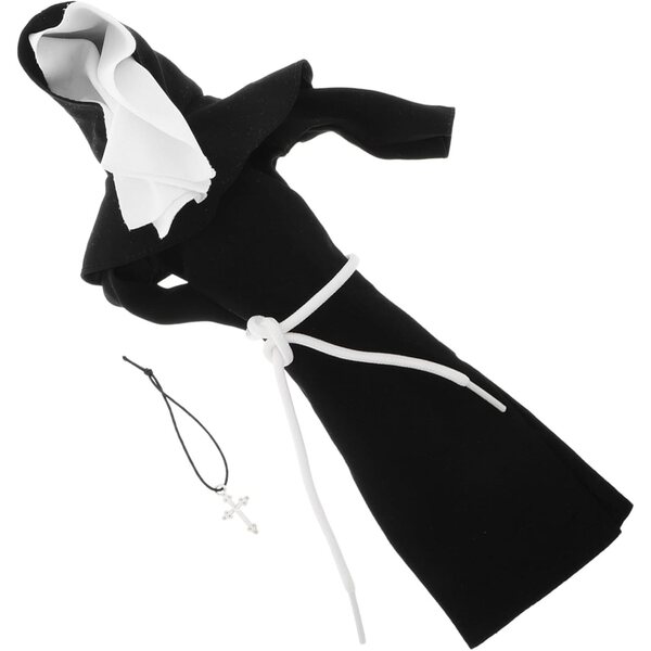 Costume da Nonna per Pupazzi con Collana a Croce per Giochi di Ruolo e Halloween
