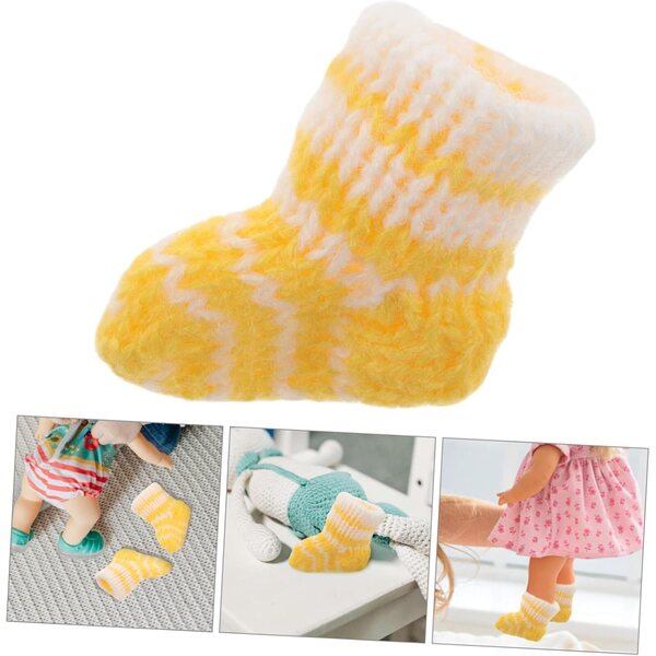 Set mit 10 warmen und farbenfrohen Mini-Socken für Puppen – Winterzubehör für Puppenhäuser