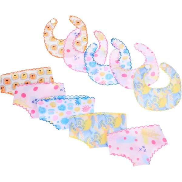Set 5 Culottes e Bavaglini Riutilizzabili per Bambole - Accessori Pratici e Colorati