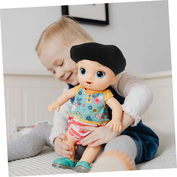 Mini Basco in Lana Nero 10 cm per Bambole, Cappello Morbido e Caldo per Feste e Compleanni