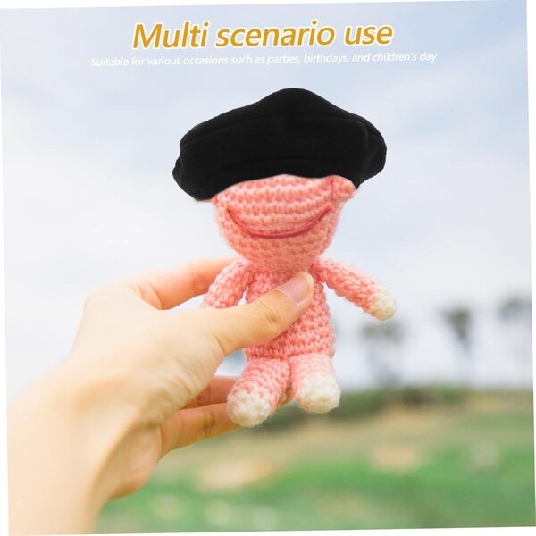 Mini Basco in Lana Nero 10 cm per Bambole, Cappello Morbido e Caldo per Feste e Compleanni