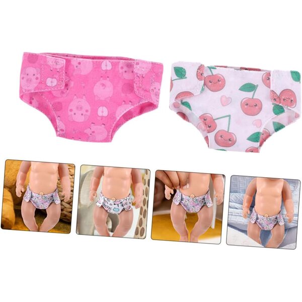Set 2 Culotte per Bambole in Tessuto Lavabile e Riutilizzabile 18 Pollici
