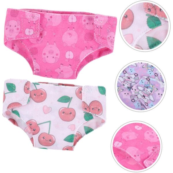 Set 2 Culotte per Bambole in Tessuto Lavabile e Riutilizzabile 18 Pollici