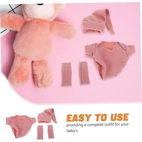 Komplettes Set aus rosa Kleidung und Accessoires für 18-cm-Puppen mit Schuhen und Hut
