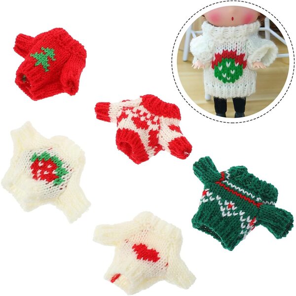 Set 5 Maglioni Invernali per Bambole 20 cm in Morbido Cotone Multicolore