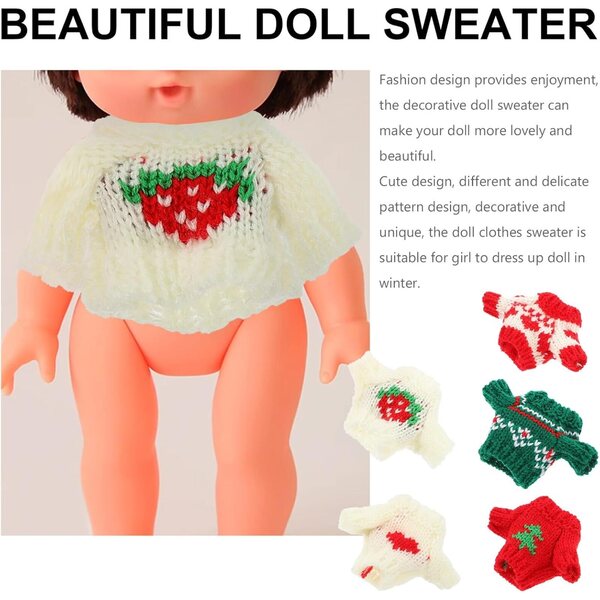 Set 5 Maglioni Invernali per Bambole 20 cm in Morbido Cotone Multicolore