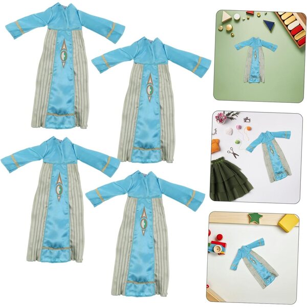 Set 4 Vestiti per Bambola Islamica Abaya e Thobe Blu per Feste Eid e Ramadan