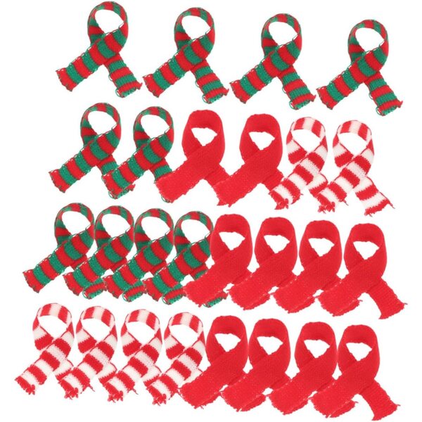 ORFOFE Set 30 Mini Sciarpe di Natale Rosse, Bianche e Verdi per Bamboles e Decorazioni