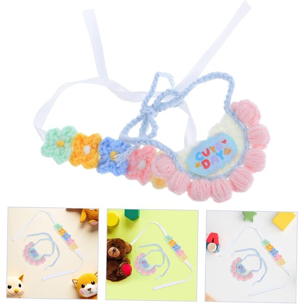 Gestricktes Puppenkleidungslätzchen und Blumenstirnband, wiederverwendbar für Stofftiere und Puppen