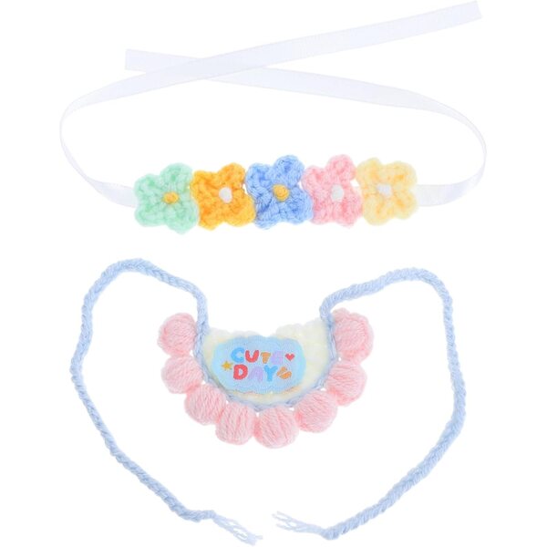 Set Abbigliamento per Bamboles con Bavaglino e Fascia Floreale - Accessori Morbidi e Riutilizzabili