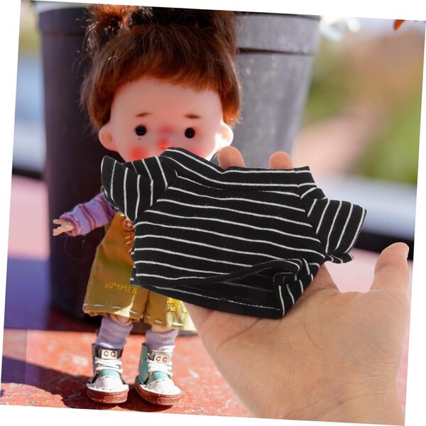 Abbigliamento per Bambole Ours 20cm: Camicia Blu e Pantaloni Nero e Bianco Facili da Usare