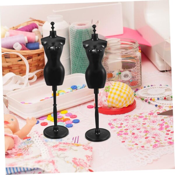 Set 6 Supporti per Abiti di Bambole con Base Nera Stabile in ABS, Mini Manichini