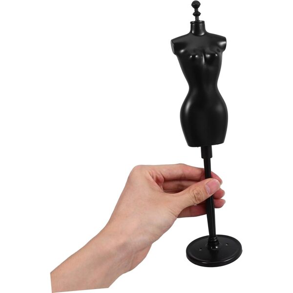 Set 6 Supporti per Abiti di Bambole con Base Nera Stabile in ABS, Mini Manichini
