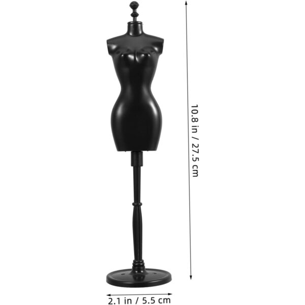 Set 6 Supporti per Abiti di Bambole con Base Nera Stabile in ABS, Mini Manichini