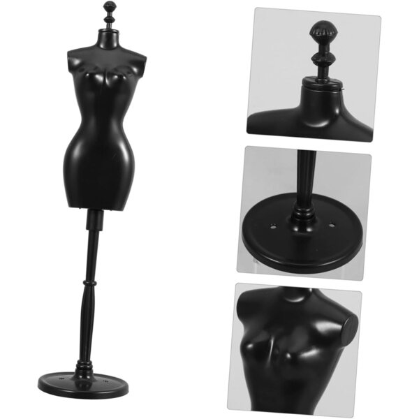 Set 6 Supporti per Abiti di Bambole con Base Nera Stabile in ABS, Mini Manichini