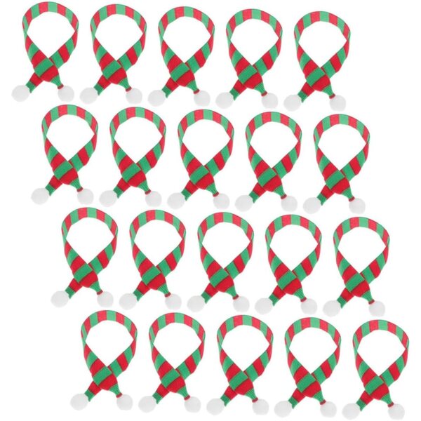 Mini sciarpe natalizie a strisce rosse e verdi in set da 20 per bambole e decorazioni festive