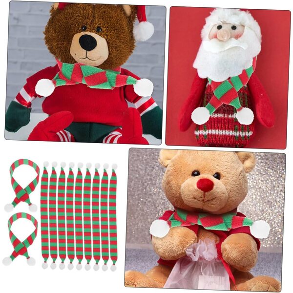 Mini sciarpe natalizie a strisce rosse e verdi in set da 20 per bambole e decorazioni festive