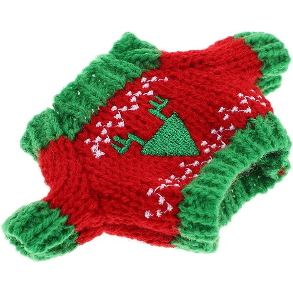 Maglione Mini in Peluche per Bambola con Motivi Natalizi Rossi e Verdi, Accessorio Festivo