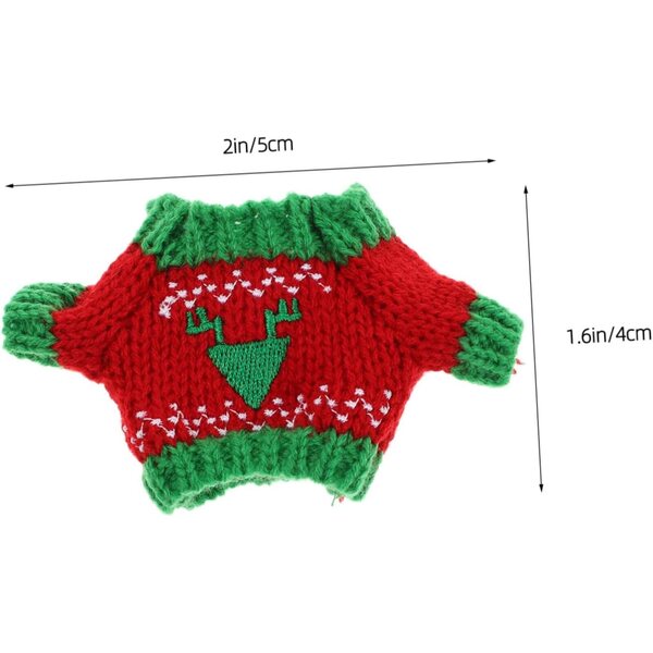 Maglione Mini in Peluche per Bambola con Motivi Natalizi Rossi e Verdi, Accessorio Festivo