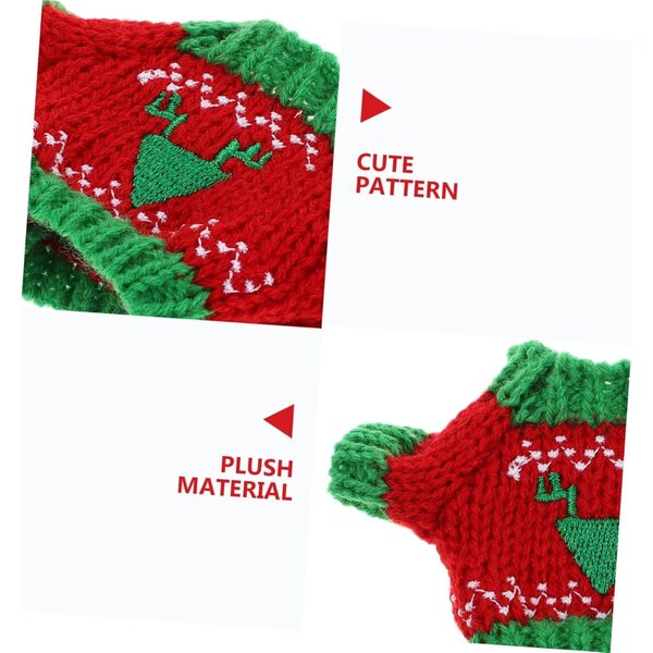 Maglione Mini in Peluche per Bambola con Motivi Natalizi Rossi e Verdi, Accessorio Festivo
