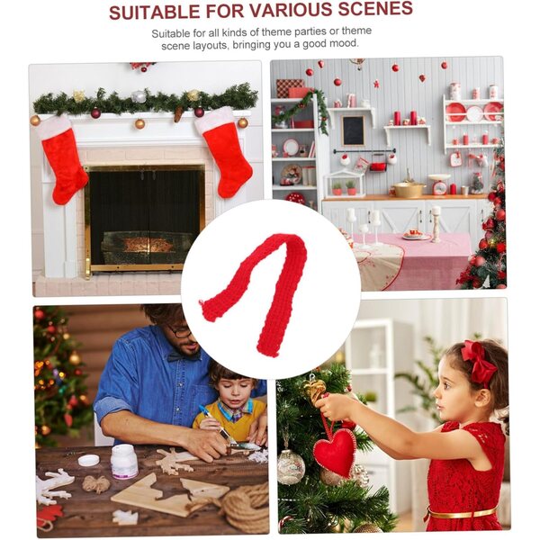 20 mini sciarpe decorative in lana per bambole e giocattoli - rosse e verdi