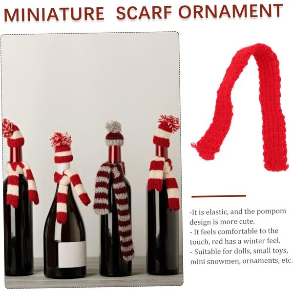 20 mini sciarpe decorative in lana per bambole e giocattoli - rosse e verdi