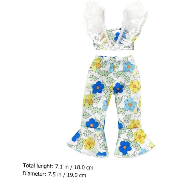 Komplettes Outfit für 37-cm-Puppen mit Overall und Hose aus farbigem Stoff
