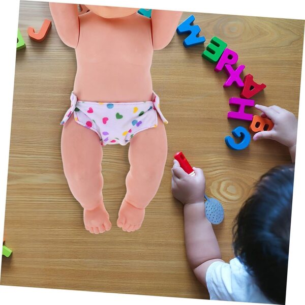 Set 4 Pannolini Riutilizzabili per Bambole 43 cm in Tessuto Colorato - GARIOUANS