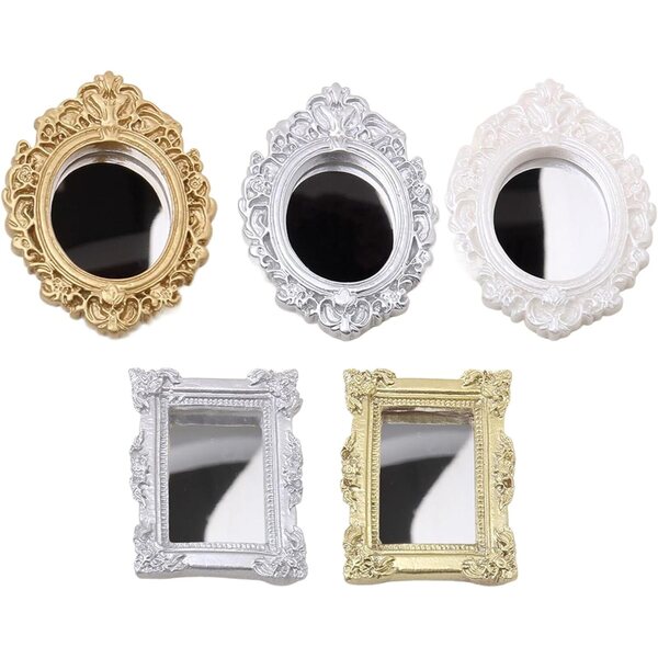 Specchio vintage miniatura per bambole con cornice retrò elegante stile europeo