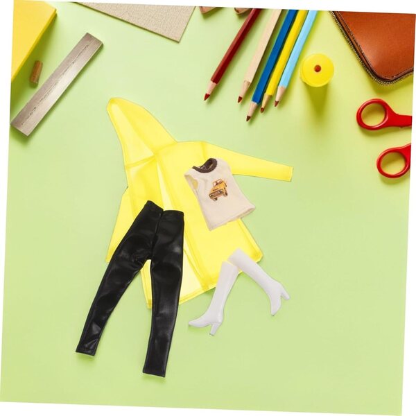 Regenmantel-Set für 11-Zoll-Puppen mit Poncho, Weste, Hose und gelben Stiefeln