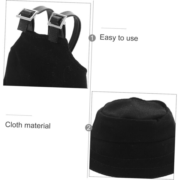 Puppenkleidungsset mit schwarzer Latzhose und abnehmbarem Fischerhut