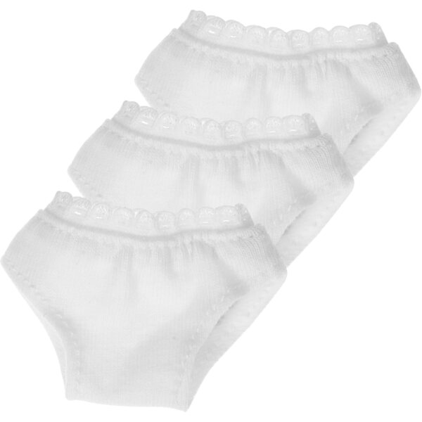 Set 3 Culottes Miniature Bianche in Tessuto per Bamboles - Accessori Moda Robusti e Traspiranti
