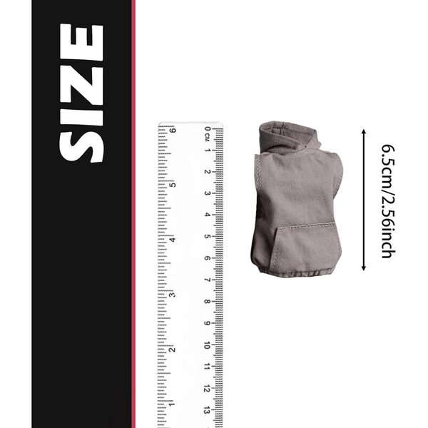 Sweat à Capuche 1/12 für 6,5 cm Puppen, Miniaturkleidung aus grauem Stoff