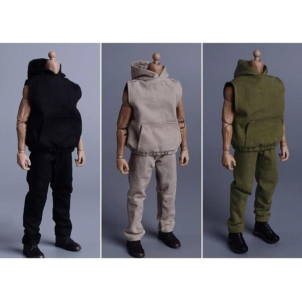 Sweat à Capuche 1/12 für 6,5 cm Puppen, Miniaturkleidung aus grauem Stoff