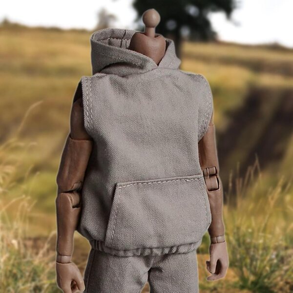 Sweat à Capuche 1/12 für 6,5 cm Puppen, Miniaturkleidung aus grauem Stoff