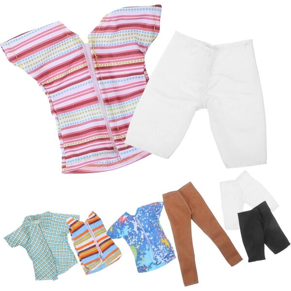 4 Set di Abiti Colorati e Lavabili per Bambole Bambino Miniature 10x6 cm