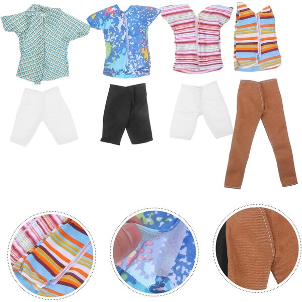 4 Set di Abiti Colorati e Lavabili per Bambole Bambino Miniature 10x6 cm
