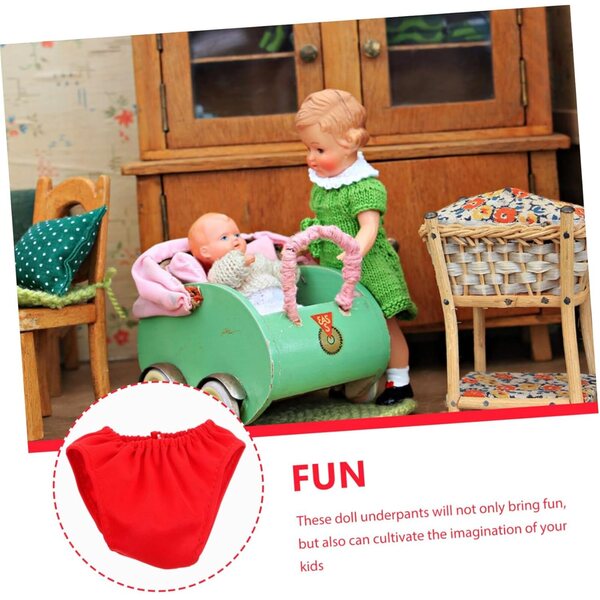 Set mit 4 roten Miniatur-Hosen für Puppen von 45–60 cm aus leichtem Stoff