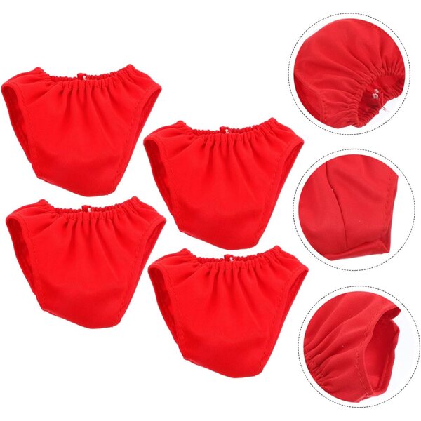 Set mit 4 roten Miniatur-Hosen für Puppen von 45–60 cm aus leichtem Stoff