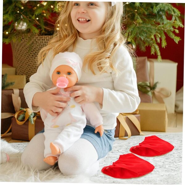 Set mit 4 roten Miniatur-Hosen für Puppen von 45–60 cm aus leichtem Stoff