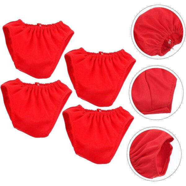 Set mit 4 Puppen-Culottes aus dunkelrotem Stoff – Dessous-Zubehör für Kinderspiele