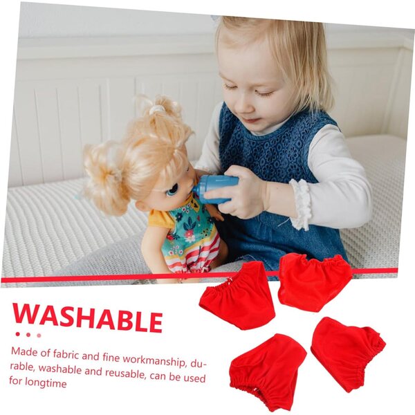 Set mit 4 Puppen-Culottes aus dunkelrotem Stoff – Dessous-Zubehör für Kinderspiele