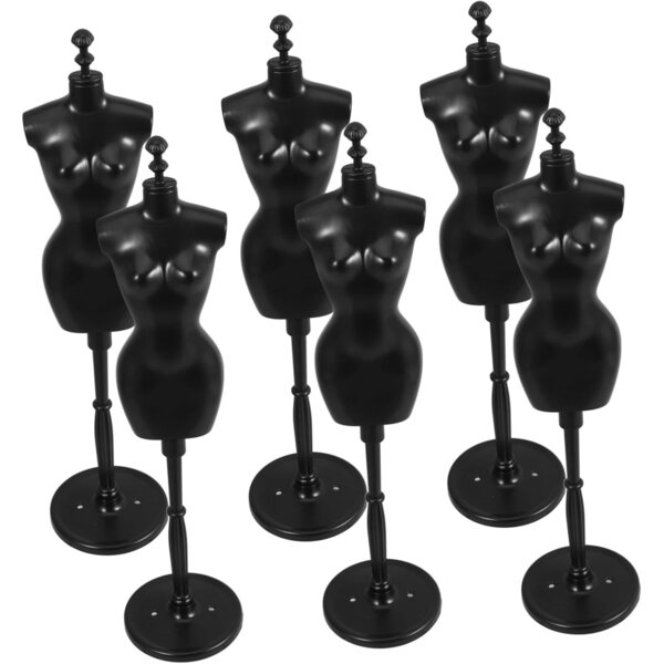 PartyKindom 6 schwarze Miniatur-Schaufensterpuppen zur Präsentation von Puppenkleidung