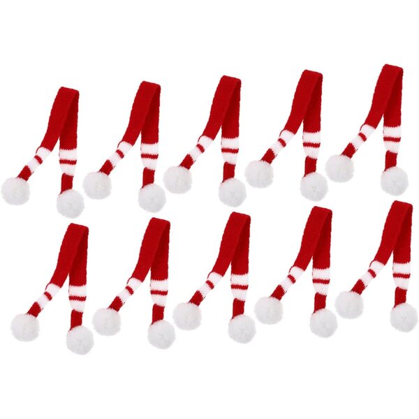 10 Mini Sciarpe in Lana per Bambole Rosse e Verdi - Accessori Festivi Decorativi
