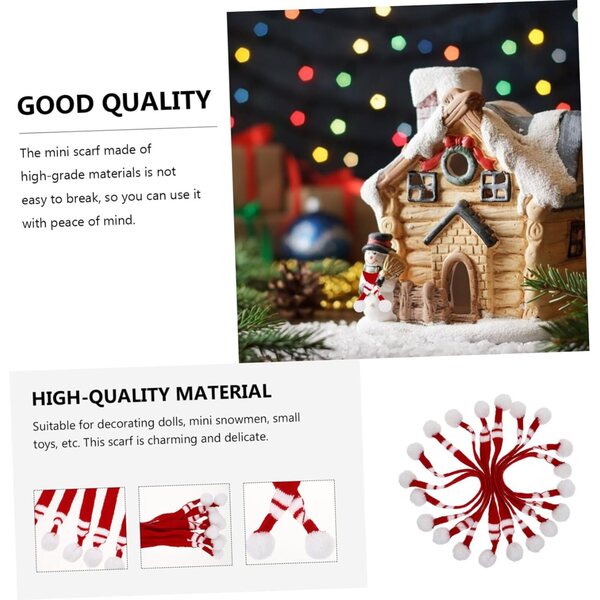 10 Mini Sciarpe in Lana per Bambole Rosse e Verdi - Accessori Festivi Decorativi