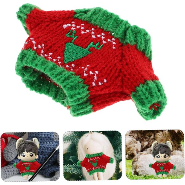 Pull in Peluche per Bambole con Motivo Triangoli Rosso e Verde, Adatto a Occasioni Speciali