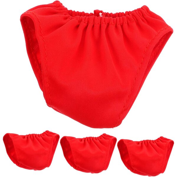 Set 4 Culotte Rosse per Bambole Reutilizzabili in Tessuto 10x8 cm - Accessori Casa Bambole