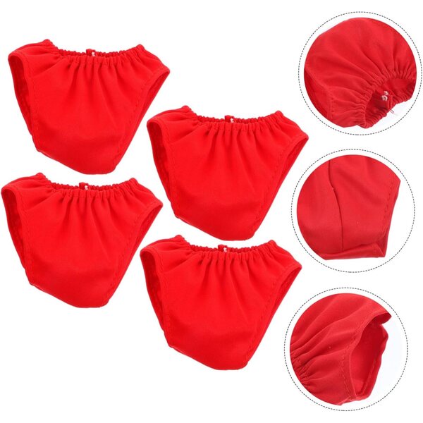 Set 4 Culotte Rosse per Bambole Reutilizzabili in Tessuto 10x8 cm - Accessori Casa Bambole