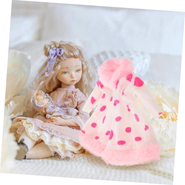 Manteau Peluche Rosa per Bambole 30 cm – Abito Miniatura Facile da Indossare e Elegante