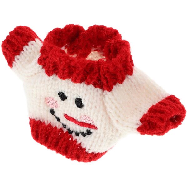 Mini pull di peluche morbida rosso e bianco per bambole, accessorio invernale DIY